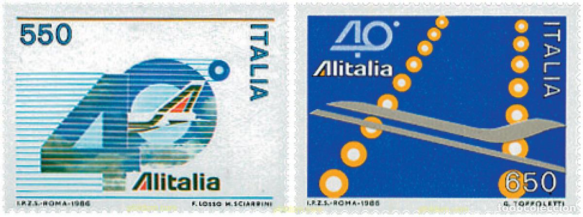 Sellos: 124603 MNH ITALIA 1986 40 ANIVERSARIO DE ALITALIA