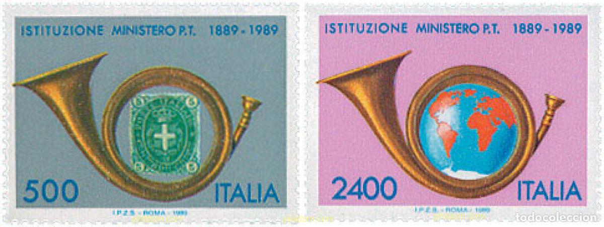 Sellos: 124645 MNH ITALIA 1989 CENTENARIO DEL MINISTERIO DE CORREOS Y TELECOMUNICACIONES