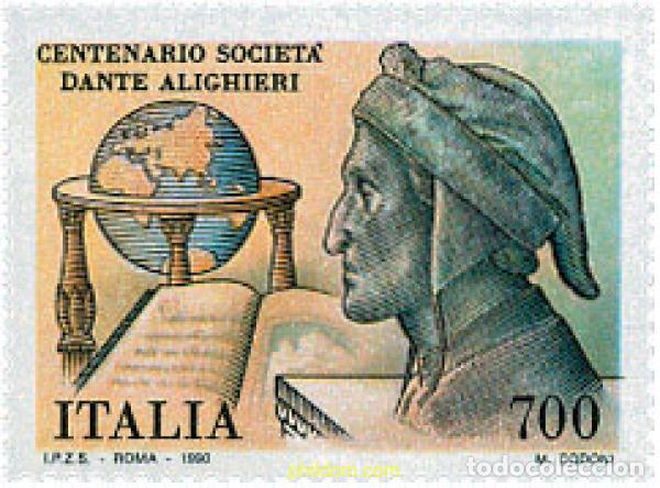 Sellos: 124659 MNH ITALIA 1990 CENTENARIO DE LA SOCIEDAD DANTE