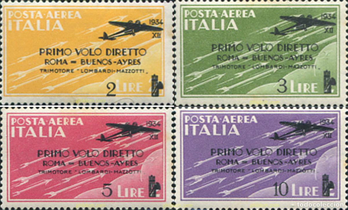 Sellos: 668199 HINGED ITALIA 1934 PRIMER VUELO DIRECTO DE ROMA A BUENOS AIRES