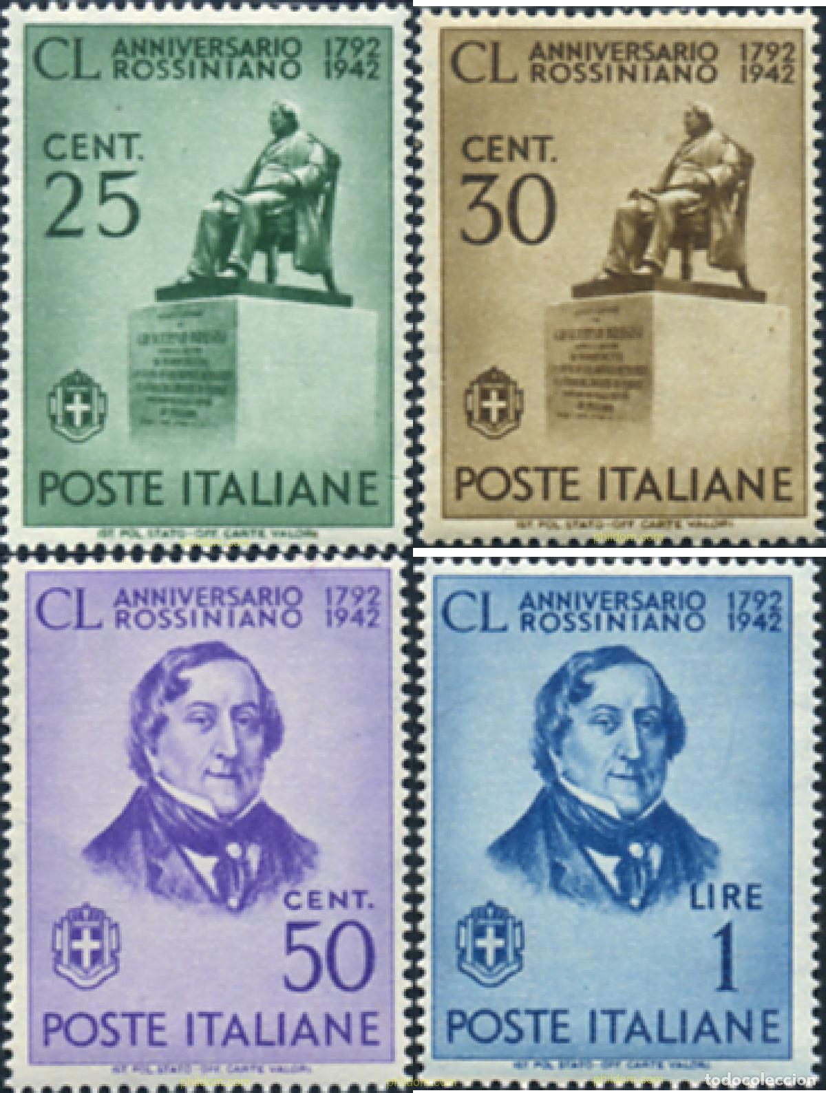 Sellos: 129715 MNH ITALIA 1942 150 ANIVERSARIO DEL NACIMIENTO DEL COMPOSITOR ROSSINI