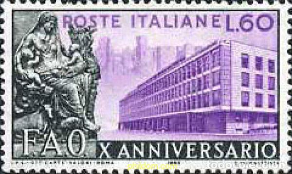 Sellos: 130433 MNH ITALIA 1955 10 ANIVERSARIO DE LA F. A. O.
