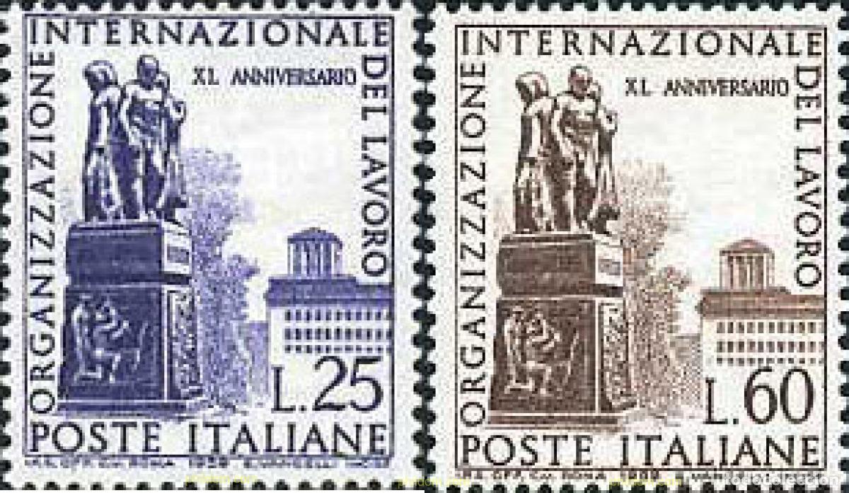 Sellos: 217185 HINGED ITALIA 1959 40 ANIVERSARIO DE LA ORGANIZACION INTERNACIONAL DEL TRABAJO
