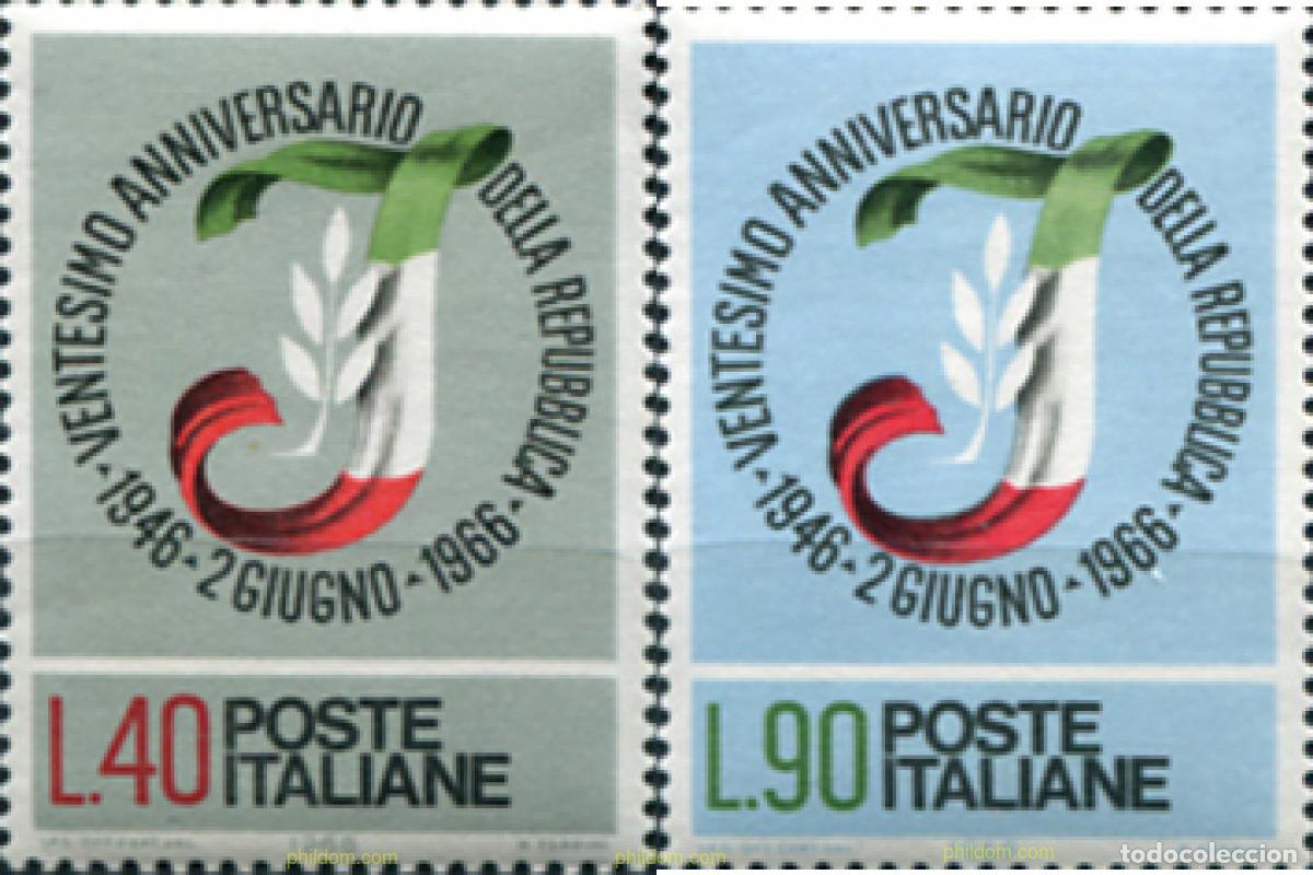 Selos: 130714 MNH ITALIA 1966 20 ANIVERSARIO DE LA REPUBLICA