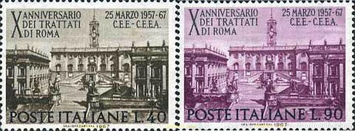 Sellos: 130724 MNH ITALIA 1967 10 ANIVERSARIO DEL TRATADO DE ROMA