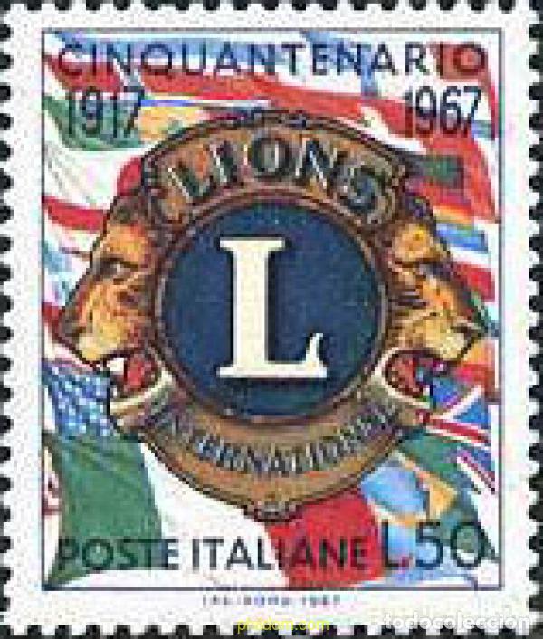 Sellos: 130744 MNH ITALIA 1967 50 ANIVERSARIO DE LOS LIONS INTERNATIONAL