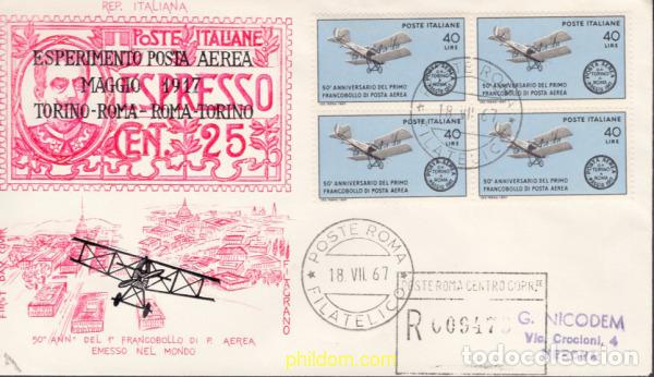 Sellos: 640661 MNH ITALIA 1967 50 ANIVERSARIO DEL SELLO DE CORREO AEREO
