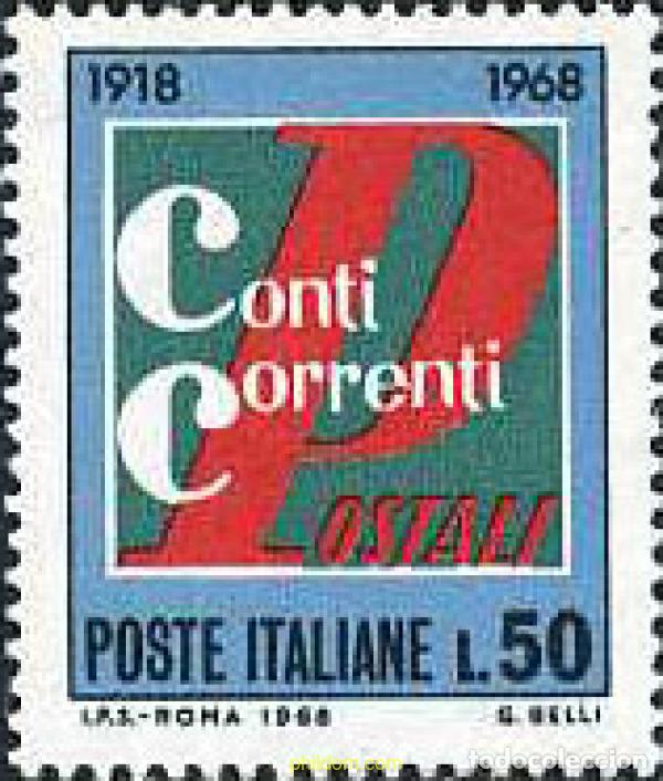 Sellos: 130768 MNH ITALIA 1968 50 ANIVERSARIO DE LAS CUENTAS CORRIENTES POSTALES