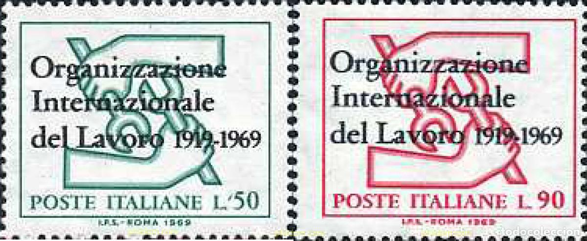 Sellos: 130777 MNH ITALIA 1969 50 ANIVERSARIO DE LA ORGANIZACION INTERNACIONAL DEL TRABAJO