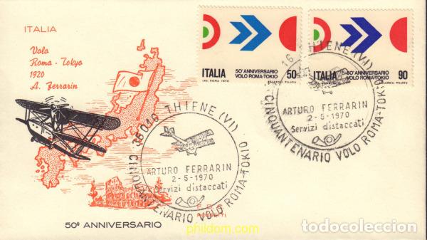 Sellos: 442717 MNH ITALIA 1970 50 ANIVERSARIO DEL VUELO ROMA-TOKIO