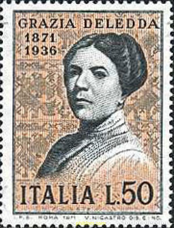 Sellos: 130901 MNH ITALIA 1971 100 ANIVERSARIO DEL NACIMIENTO DE GRAZIA DELEDDA