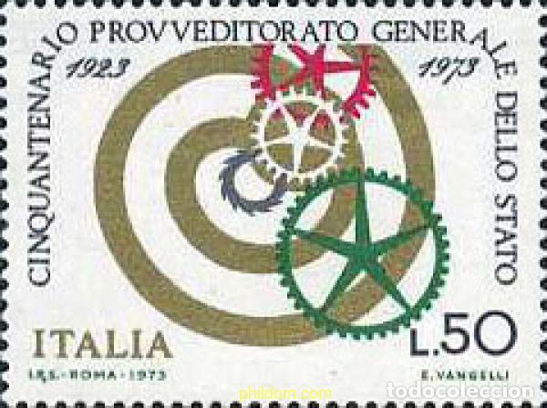 Sellos: 131139 MNH ITALIA 1973 50 ANIVERSARIO DE LOS SERVICIOS DE SUMINISTRO DEL ESTADO
