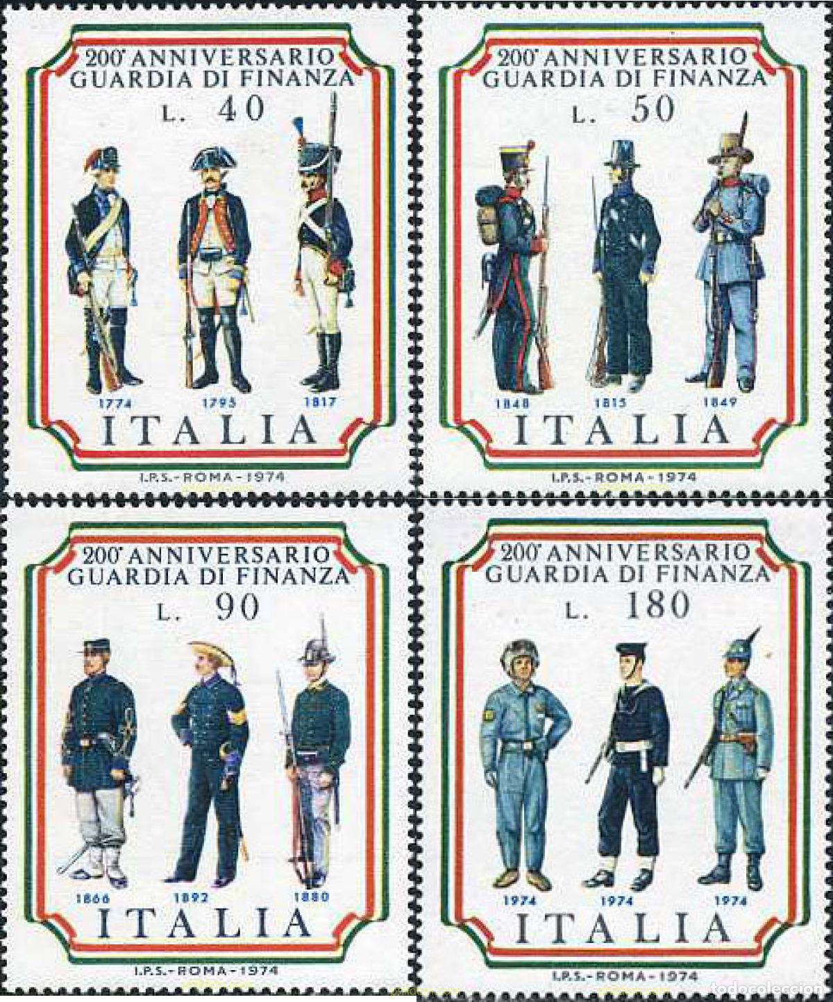 Sellos: 131172 MNH ITALIA 1974 200 ANIVERSARIO DE LA GUARDIA DE FINANZA