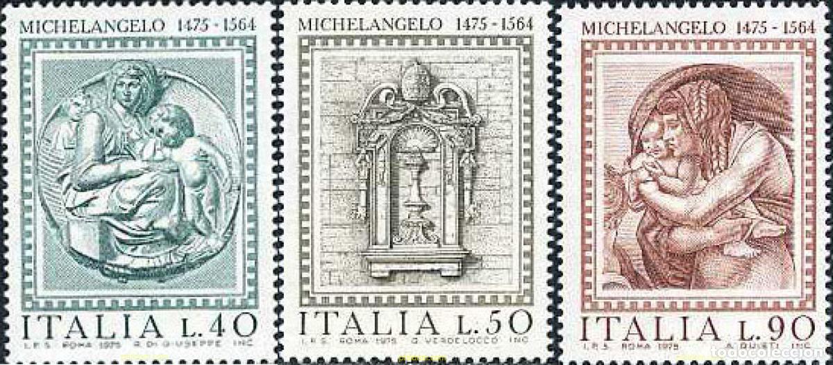 Sellos: 131205 MNH ITALIA 1975 500 ANIVERSARIO DEL NACIMIENTO DE MICHELANGELO BUONARROTI