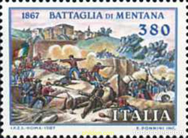 Sellos: 131522 MNH ITALIA 1987 120 ANIVERSARIO DE LA BATALLA DE MENTANA