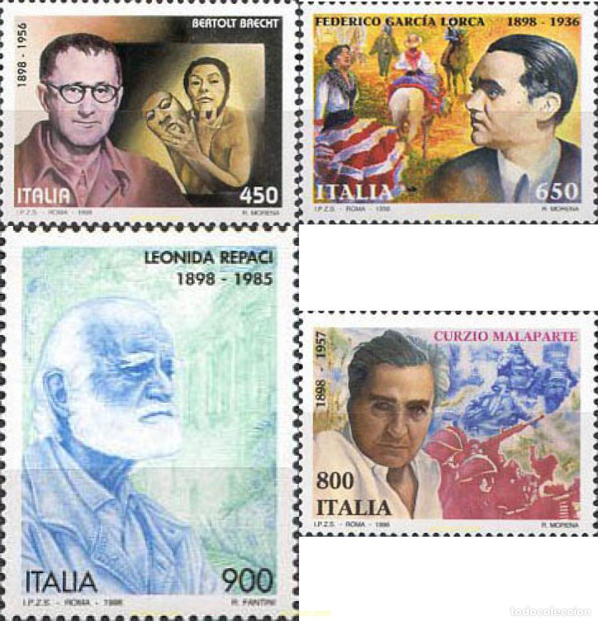 Sellos: 131775 MNH ITALIA 1998 CENTENARIO DEL NACIMIENTO DE ESCRITORES