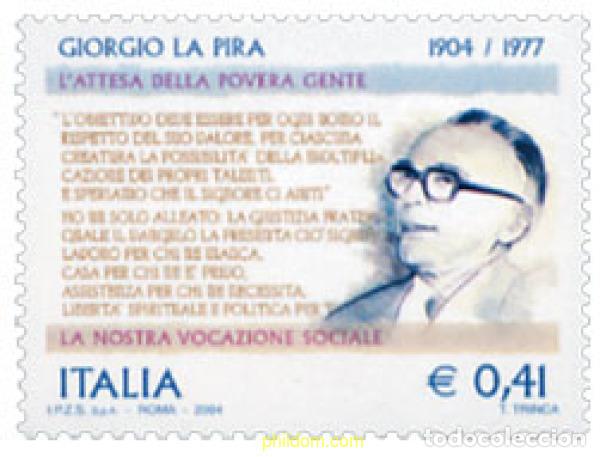 Sellos: 139630 MNH ITALIA 2004 CENTENARIO DEL NACIMIENTO DE GIORGIO LA PIRA