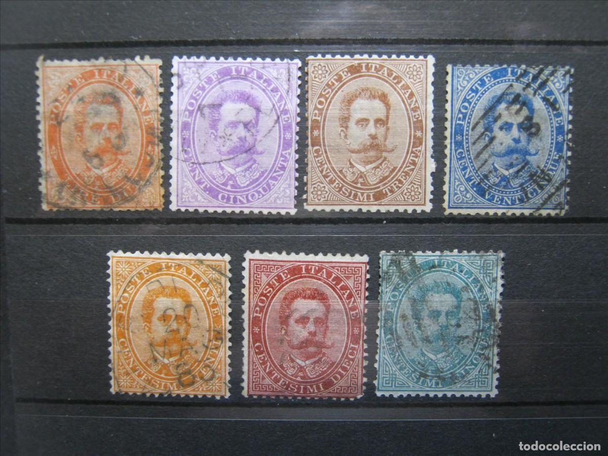 Sellos: ITALIA 1879-92 SERIE YVERT 33/39 USADOS CON EL 37 NUEVO SIN GOMA LEER!!!.