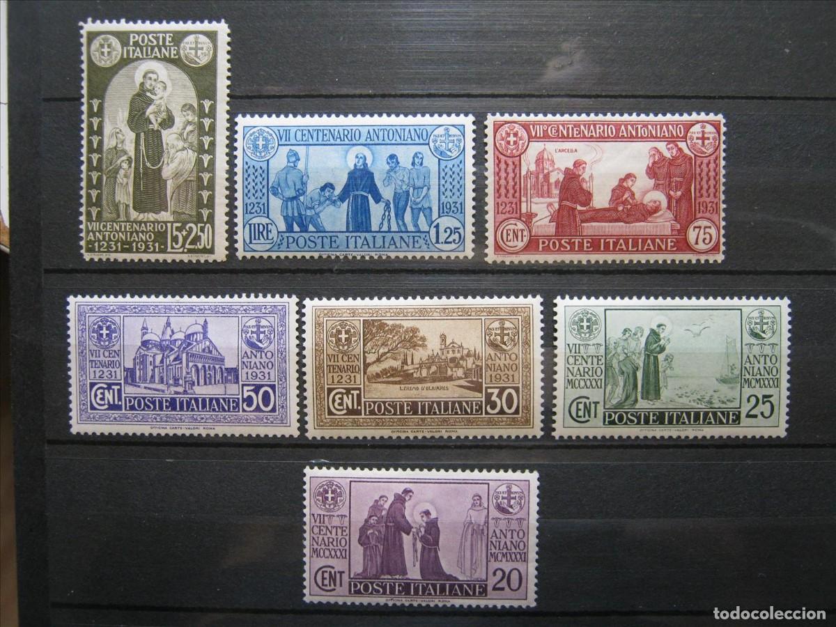Sellos: ITALIA 1931 CENTENARIO ANTONIANO SERIE YVERT 273/279 MH* LUJO.