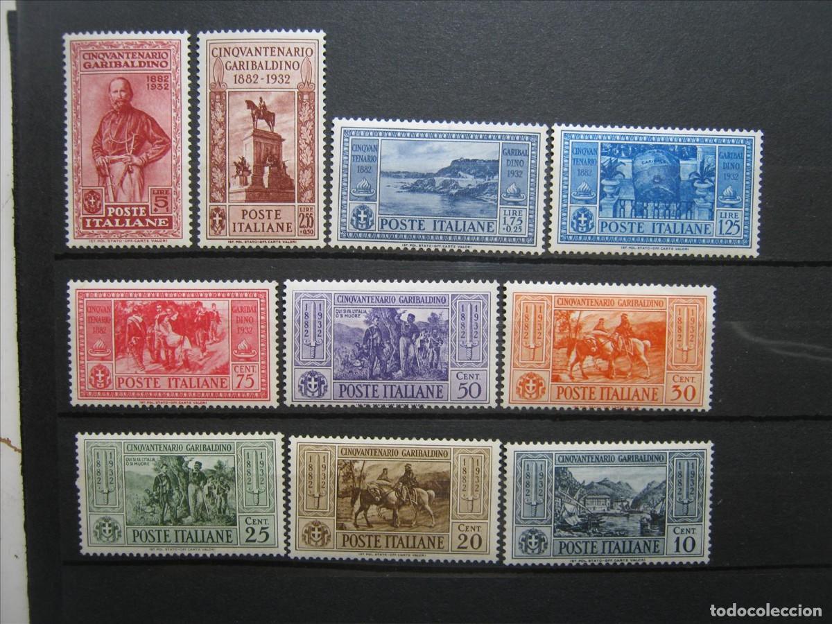 Sellos: ITALIA 1932 GARIBALDI SERIE YVERT 295/304 LH*/MH* LUJO.