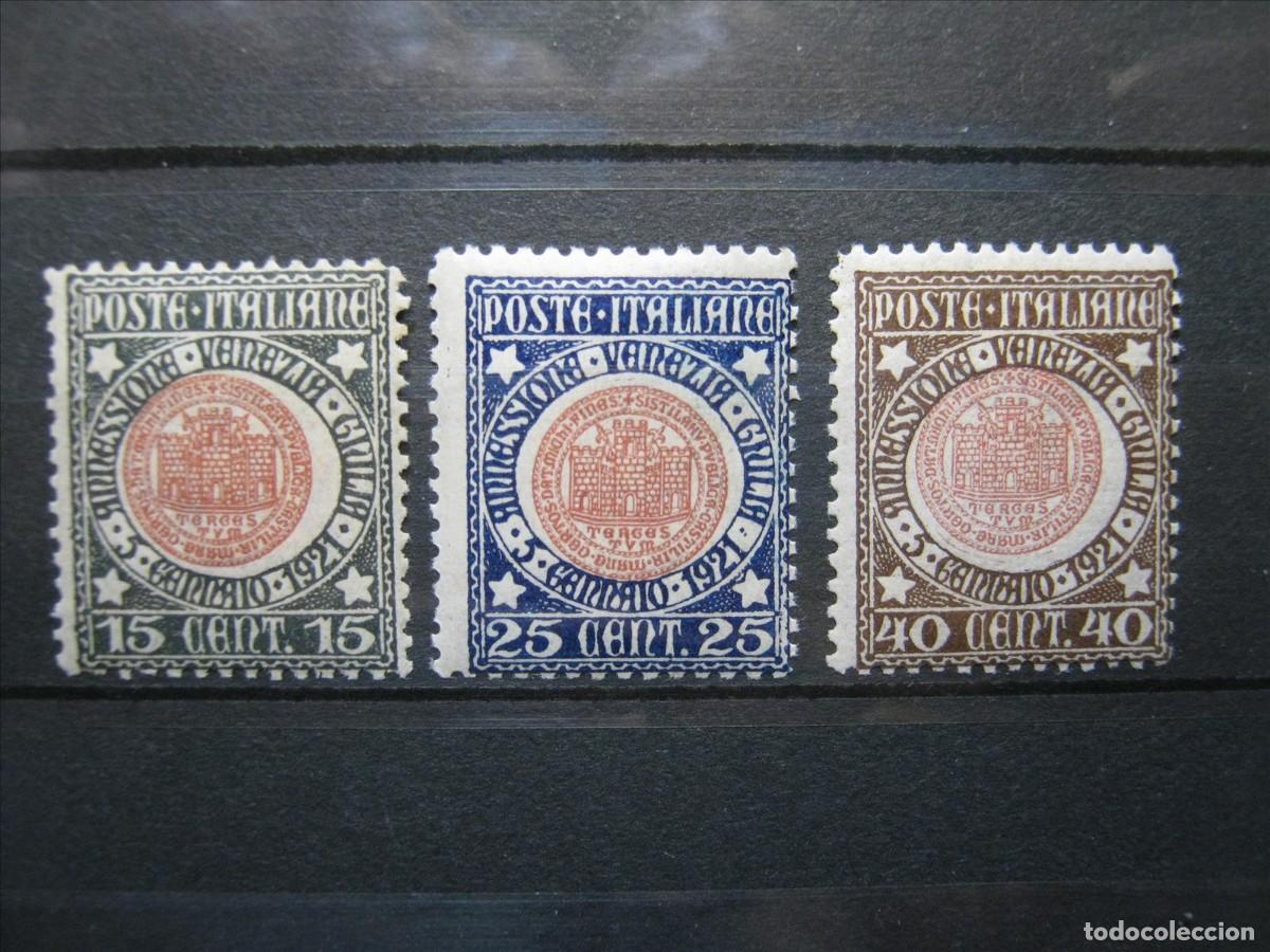 Sellos: ITALIA 1921 SERIE YVERT 109A/109C MNH** SIN CHARNELA Y UNO VLH* LUJO.
