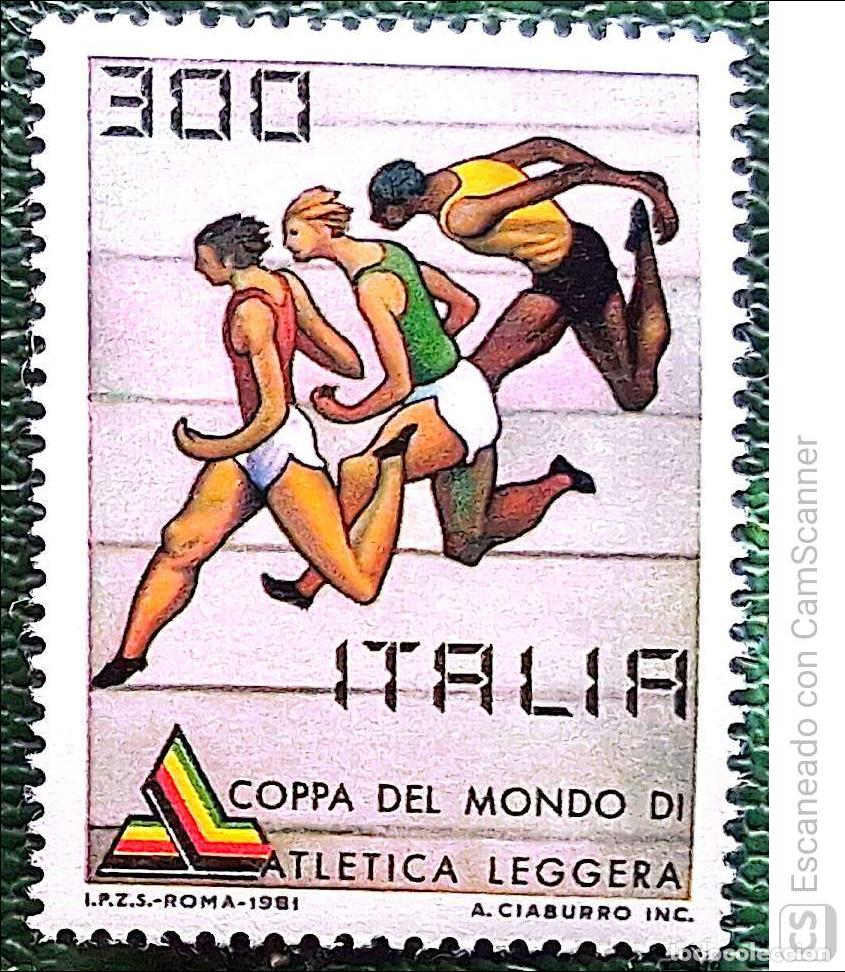 Sellos: Italia. 1504 Copa mundial de atletismo. 1981. Sellos nuevos y numeraci&oacute;n Yvert.