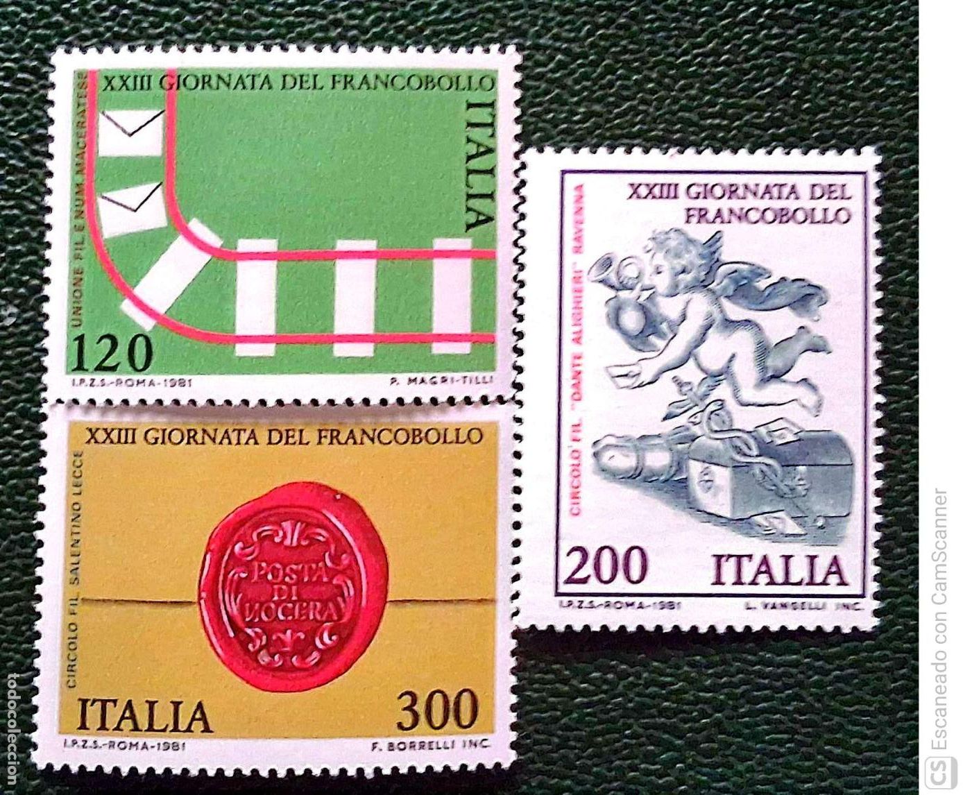 Sellos: Italia. 1516/18 D&iacute;a del Sello. Aspectos de la historia postal italiana. 1981. Sellos nuevos y numera