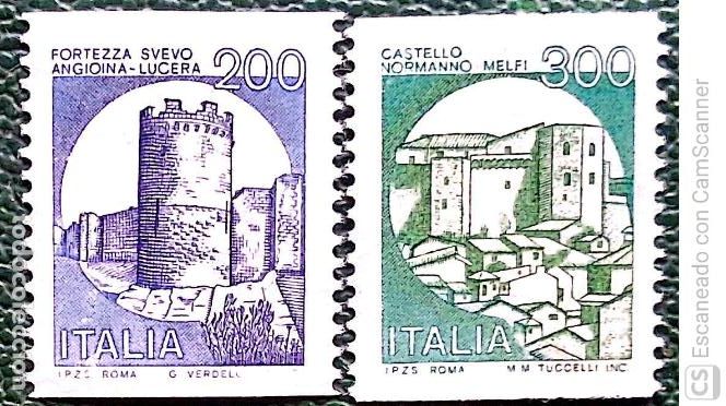 Sellos: Italia. 1501/02 Fortaleza de Lucera y castillo de melfi. 1981. Sellos nuevos y numeraci&oacute;n Yvert.