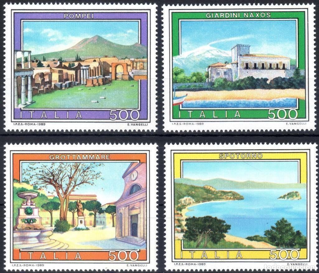 Sellos: ITALIA 1989 SERIE 4 STAMPS MNH PAISAJES TURISTICOS TOURIST LANDSCAPES TURISMO TOURISME TOURISM