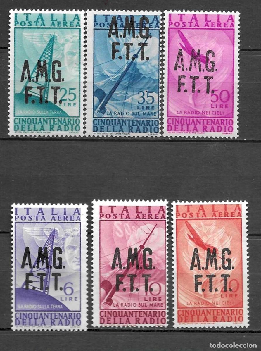 Sellos: ITALIA-1947 - **- AMG-FTT -CINCUENTENARIO DE LA RADIO SERIE - COMPLETA
