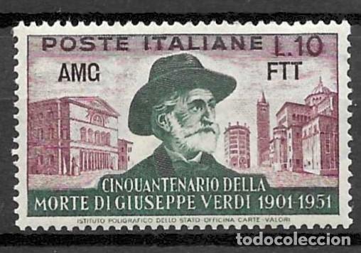 Sellos: ITALIA-1951- **- AMG-FTT - 50 ANIVERSARIO MUERTE DE VERDI- MARCA DE AGUA-