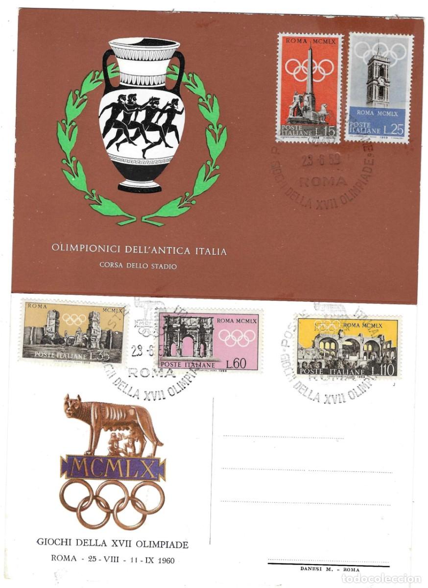 Sellos: Tarjeta Doble. Olipiadas de la Antigua Italia 1960. ref. 28-208