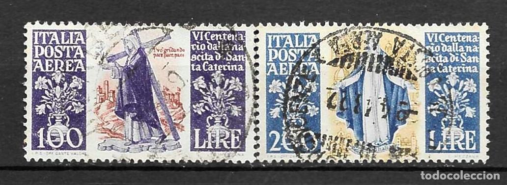 Sellos: ITALIA-1948-USADOS-CENTENARIO NACIMIENTO DE SANTA CATALINA (SERIE)