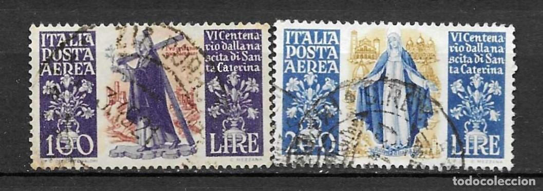Sellos: ITALIA-1948-USADOS-CENTENARIO NACIMIENTO DE SANTA CATALINA (SERIE)