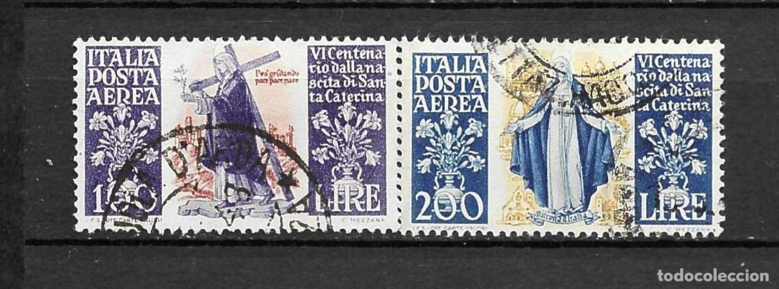 Sellos: ITALIA-1948-USADOS-CENTENARIO NACIMIENTO DE SANTA CATALINA (SERIE)