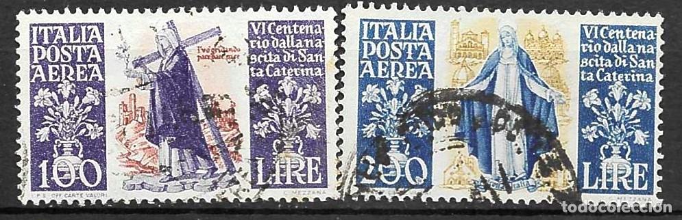 Sellos: ITALIA-1948-USADOS-CENTENARIO NACIMIENTO DE SANTA CATALINA (SERIE)