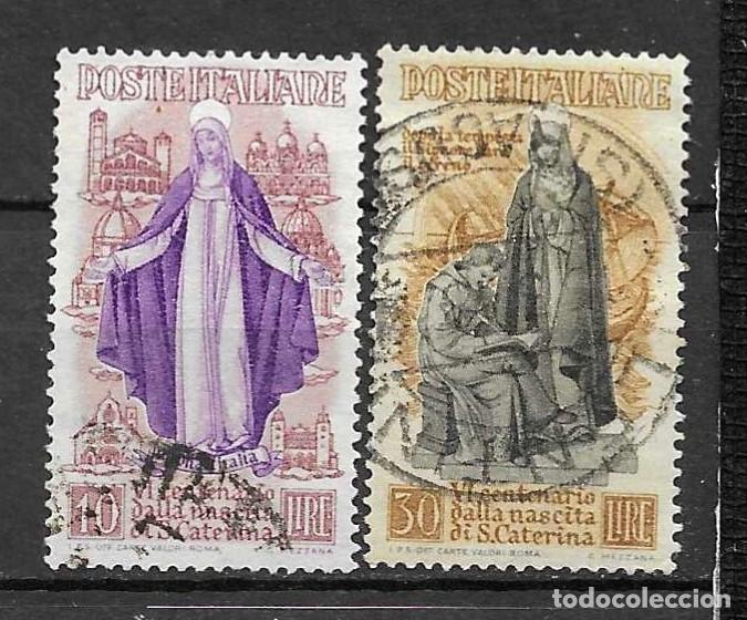 Sellos: ITALIA-1948-USADOS-CENTENARIO NACIMIENTO DE SANTA CATALINA (SERIE)