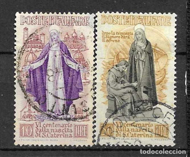 Sellos: ITALIA-1948-USADOS-CENTENARIO NACIMIENTO DE SANTA CATALINA (SERIE)