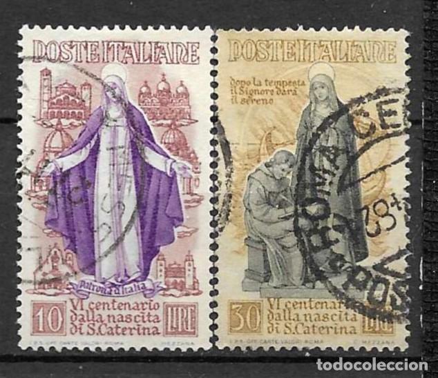Sellos: ITALIA-1948-USADOS-CENTENARIO NACIMIENTO DE SANTA CATALINA (SERIE)