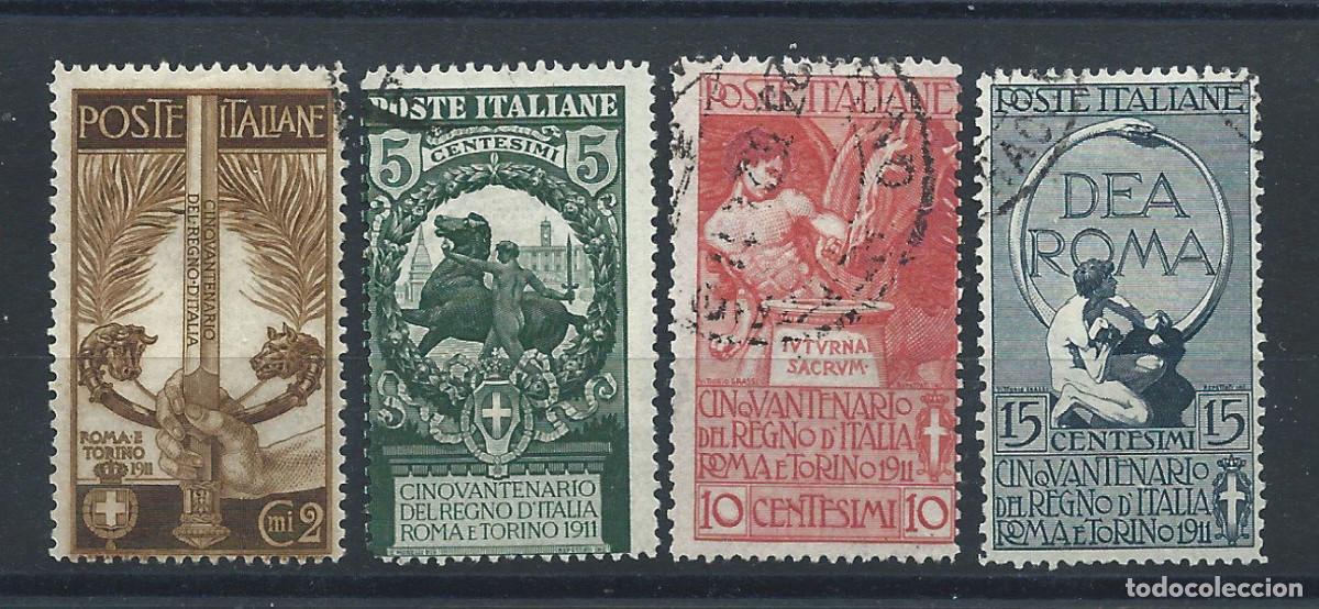 Sellos: Italie N&deg;88/91 Obl (FU) 1911 - Unit&eacute; Italienne et Exposition de Rome
