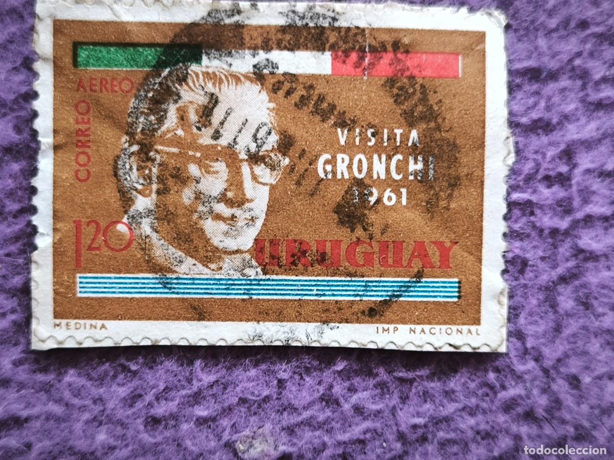 Sellos: Uruguay 1961 Sello Correo A&eacute;reo 120 Visita Gronchi Presidente De Italia