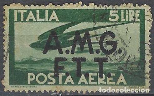 Sellos: ITALIA TRIESTE ZONA A 1947 - CORREO A&Eacute;REO, SOBREIMPRESO, VERDE OSCURO - USADO