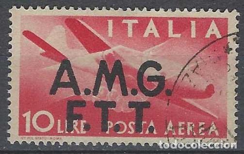 Sellos: ITALIA TRIESTE ZONA A 1947 - CORREO A&Eacute;REO, SOBREIMPRESO, ROJO CARM&Iacute;N - USADO