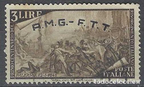 Sellos: ITALIA TRIESTE ZONA A 1948 - CENTENARIO DEL LEVANTAMIENTO DE 1848, SOBREIMPRESO, SEPIA - USADO