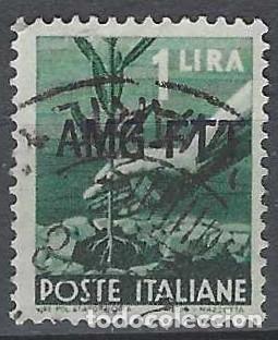 Sellos: ITALIA TRIESTE ZONA A 1949 - DEMOCRACIA, SOBREIMPRESO, VERDE - USADO