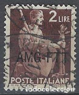 Sellos: ITALIA TRIESTE ZONA A 1949 - DEMOCRACIA, SOBREIMPRESO, MARR&Oacute;N - USADO