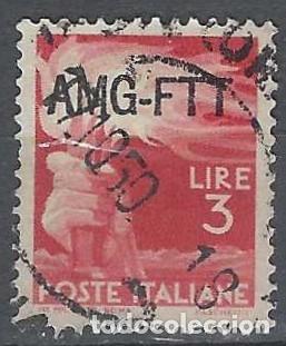 Sellos: ITALIA TRIESTE ZONA A 1949 - DEMOCRACIA, SOBREIMPRESO, ROJO - USADO