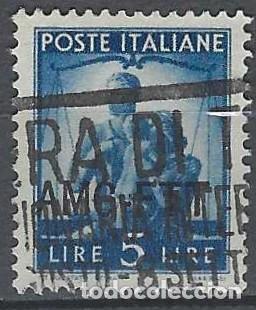 Sellos: ITALIA TRIESTE ZONA A 1949 - DEMOCRACIA, SOBREIMPRESO, AZUL - USADO