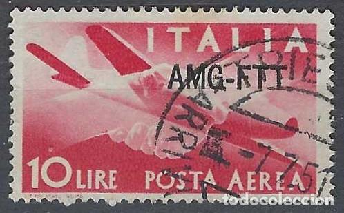 Sellos: ITALIA TRIESTE ZONA A 1949-50 - CORREO A&Eacute;REO, SOBREIMPRESO, ROJO CARM&Iacute;N - USADO