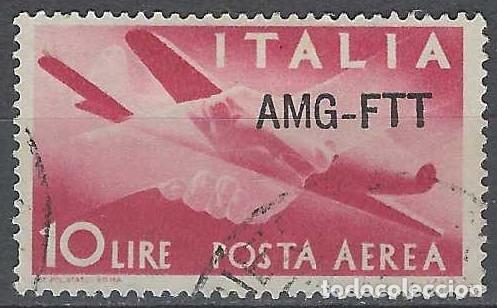 Sellos: ITALIA TRIESTE ZONA A 1949-50 - CORREO A&Eacute;REO, SOBREIMPRESO, ROJO CARM&Iacute;N - USADO